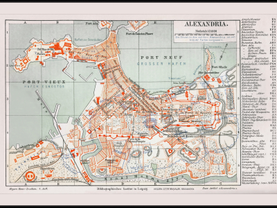 Alexandria Map - Alexandria Karte Meyers Konversations-Lexikon Erster Band Jahr 1885. ©